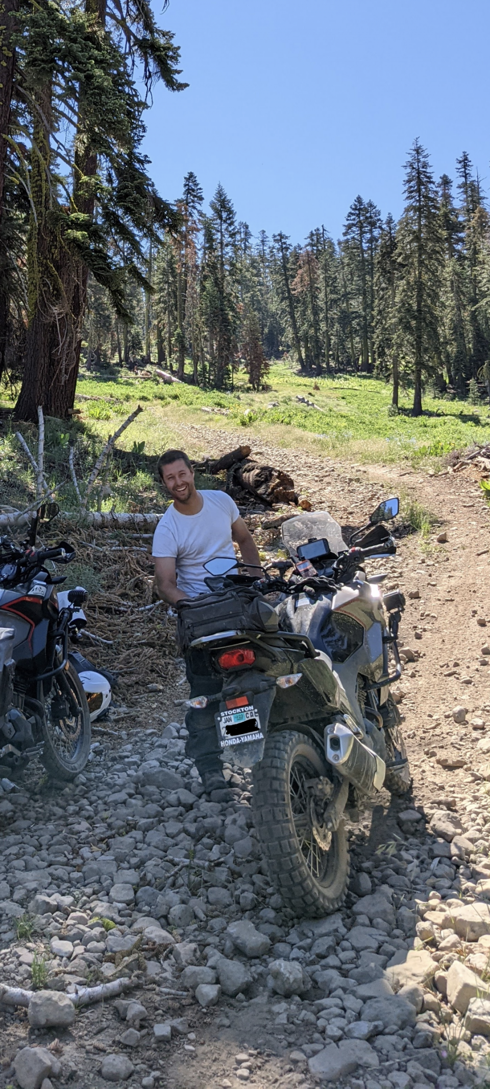 Nothing like a bit of trailside repair to add some spice to the adventure! 💪 #AdventureTime #DIYMechanic #OutdoorLife #adventurecali  #adventurebike #motorcycle #OffRoadExploration #kawasaki #findmespot #versys300 #ForestExploration